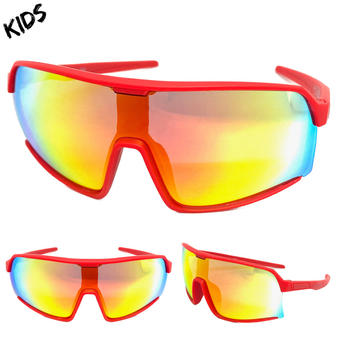 Kids Boys or Girls Retro Sporty Baseball Cycling Wrap Around Style SUNGLASSES Ages 6-13