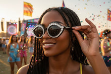 Oversized Exaggerated Classic Retro Cat Eye Style SUNGLASSES Bling Black Frame - Dark Lens 8120