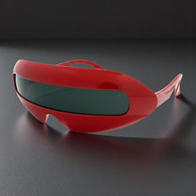 Oversized Space Futuristic Robotic Cyclops Shield Costume Party SUNGLASSES Large Red Frame 1230