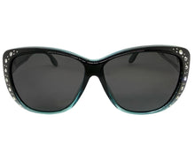 Women's Classy Elegant Luxurious Bling POLARIZED SUNGLASSES Black & Blue Frame Over RX Glass Fit 7833