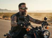 Classic Hardcore Gangster Biker Style Choppers SUNGLASSES Thick Black Frame - Silver Lens 6786
