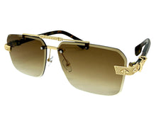 Classy Elegant Luxury Hip Hop Rapper Style SUNGLASSES Gold & Tortoise Frame - Gold Cross & Fleur De Lis 27774