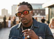 Classic Hardcore Biker Gangster Style LOCS SUNGLASSES Large Thick Black Frame - Gold Lens 91320