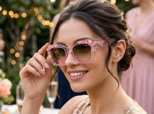 Classic Elegant Vintage Retro Style SUNGLASSES Large Thick Square Pink Floral Frame 17004