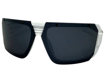 Classic Hardcore Biker Gangster Wrap Around LOCS SUNGLASSES Large White Frame - Dark Lens 91202