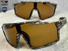 Military Tactical Hunting Fishing Wrap Around Safety SUNGLASSES Large Camouflage Frame - Brown Lens CAMO3