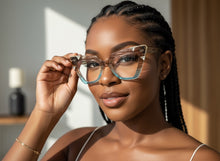 Oversized Vintage Retro Cat Eye Style Clear Lens EYEGLASSES Large Striped Optical Frame 13188