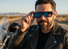 Classic Hardcore Biker Gangster Style LOCS SUNGLASSES X-Large Thick Black Frame - Blue Lens 91321
