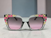 Classic Elegant Vintage Retro Style SUNGLASSES Large Thick Square Gray Floral Frame 17004 (Copy)