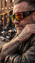Classic Hardcore Gangster Biker Style Choppers SUNGLASSES Thick Black Frame - Gold Lens 6786