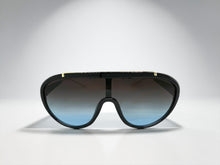 Classic Vintage Retro Style SUNGLASSES Black & Gold Frame - Gray & Blue Lens 3093