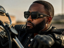 Classic Hardcore Biker Gangster Style LOCS SUNGLASSES Large Thick Matte Black Frame - Dark Lens 91336