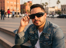 Classic Hardcore Biker Gangster Style LOCS SUNGLASSES Large Thick Black Frame - Dark Lens 91337