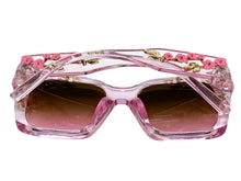 Classic Elegant Vintage Retro Style SUNGLASSES Large Thick Square Pink Floral Frame 17004