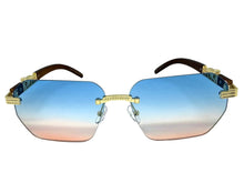 Classy Elegant Luxury Hip Hop Rapper Style SUNGLASSES Gold & Faux Wooden Frame - Multicolor Lens 27804
