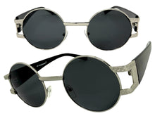 Classic Vintage Retro Luxury Hip Hop Rapper Style SUNGLASSES Round Silver Frame - Dark Lens 6556