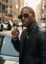Classy Elegant Luxury Hip Hop Rapper Style SUNGLASSES Rimless Gold & Faux Wooden Frame - Gradient Lens 27806