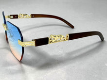Classy Elegant Luxury Hip Hop Rapper Style SUNGLASSES Gold & Faux Wooden Frame - Multicolor Lens 27804