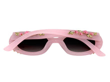 Classic Elegant Vintage Retro Style SUNGLASSES Thick Pink Oval Floral Frame 17008