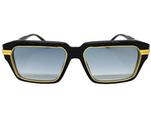 Classic Vintage Retro Luxury Hip Hop Rapper Style SUNGLASSES Square Black & Gold Frame - Blue Lens 81063