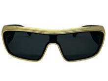 Space Futuristic Robotic Cyclops Modern Contemporary Party Raver SUNGLASSES Sleek Gold Frame LH315