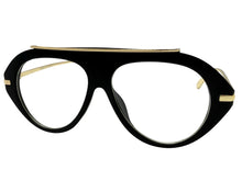 Oversized Classic Vintage Retro Style Clear Lens EYEGLASSES Large Matte Black & Gold Frame 27009