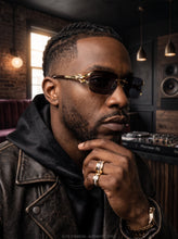 Classy Elegant Luxury Hip Hop Rapper Style SUNGLASSES Rimless Gold & Faux Wooden Frame - Dark Lens 27806