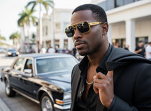 Classic Vintage Retro Luxury Hip Hop Rapper Style SUNGLASSES Square Gold Frame - Dark Lens E2206