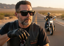 Classic Hardcore Biker Gangster Style LOCS SUNGLASSES Large Black Frame - Dark Lens 91189