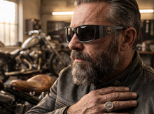 Classic Hardcore Gangster Biker Style Choppers SUNGLASSES Thick Carbon Fiber Frame - Dark Lens 6786