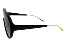Classic Vintage Retro Style SUNGLASSES Black & Gold Frame - Gray Gradient Lens 3093