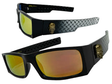 Classic Hardcore Gangster Biker Style Choppers SUNGLASSES Thick Black Frame - Gold Lens 6785