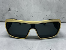 Space Futuristic Robotic Cyclops Modern Contemporary Party Raver SUNGLASSES Sleek Gold Frame LH315