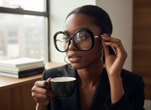 Oversized Vintage Retro Style Clear Lens EYEGLASSES Large Round Black Frame 16020