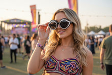 Oversized Exaggerated Classic Retro Cat Eye Style SUNGLASSES Bling Black Frame - Dark Lens 8120