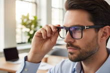 Classy Contemporary Modern Style Clear Lens Blue Light Block Computer EYEGLASSES Black Frame 35004