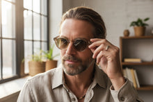 Classic Elegant Vintage Retro Style SUNGLASSES Round Champagne  Frame - Brown Lens 81012