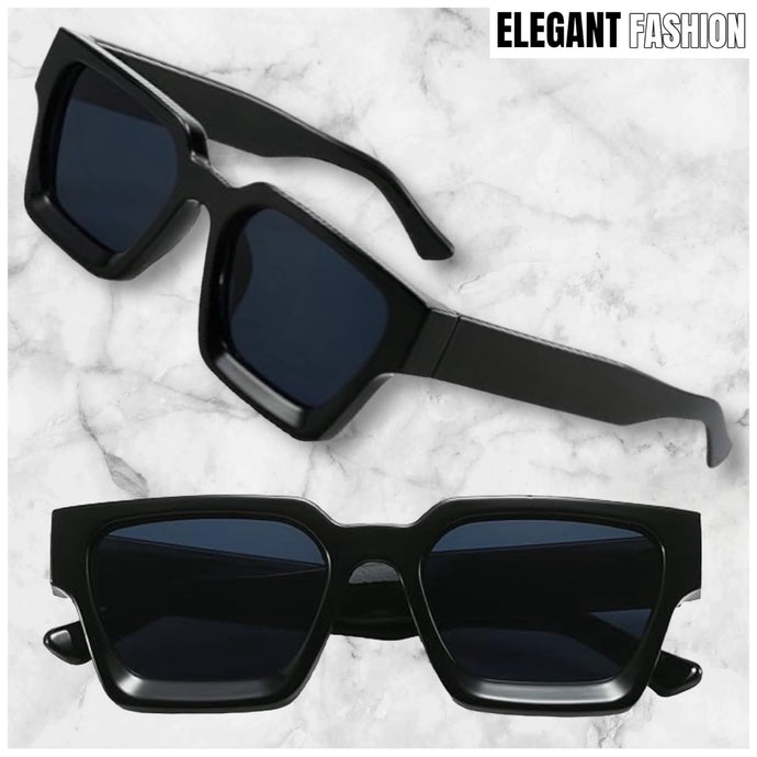 Classic Vintage Retro Hardcore Hip Hop Rapper Style SUNGLASSES Square Thick Black Frame E2091