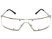 Contemporary Modern Wrap Style Clear Lens SUNGLASSES Silver Frame E0943