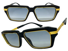 Classic Vintage Retro Luxury Hip Hop Rapper Style SUNGLASSES Square Black & Gold Frame - Blue Lens 81063