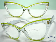 Classic Elegant Vintage Retro Cat Eye Style READING GLASSES READERS Clear Glitter Frame +2.00
