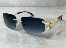 Classy Elegant Luxury Hip Hop Rapper Style SUNGLASSES Rimless Gold & Faux Wooden Frame - Gradient Lens 27806