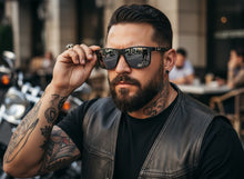 Classic Hardcore Biker Gangster Style LOCS SUNGLASSES Square Black Frame - Silver Lens 91295
