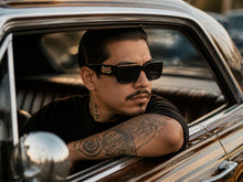 Classic Hardcore Biker Gangster Style LOCS SUNGLASSES Large Thick Black Frame - Dark Lens 91212