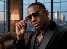 Classy Elegant Luxury Hip Hop Rapper Style SUNGLASSES Gold & Tortoise Frame - Gold Cross & Fleur De Lis 27774