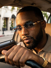 Classy Elegant Luxury Hip Hop Rapper Style SUNGLASSES Gold & Faux Wooden Frame - Multicolor Lens 27804