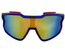 Oversized Sporty Wrap Around Style SUNGLASSES Large Blue Patriotic USA Flag Frame 3737