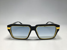 Classic Vintage Retro Luxury Hip Hop Rapper Style SUNGLASSES Square Black & Gold Frame - Blue Lens 81063
