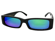 Classic Hardcore Biker Gangster Style LOCS SUNGLASSES Large Thick Black Frame - Green & Blue Lens 91320