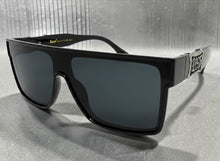 Classic Hardcore Biker Gangster Shield Style LOCS SUNGLASSES Large Black Frame - Dark Lens 91324